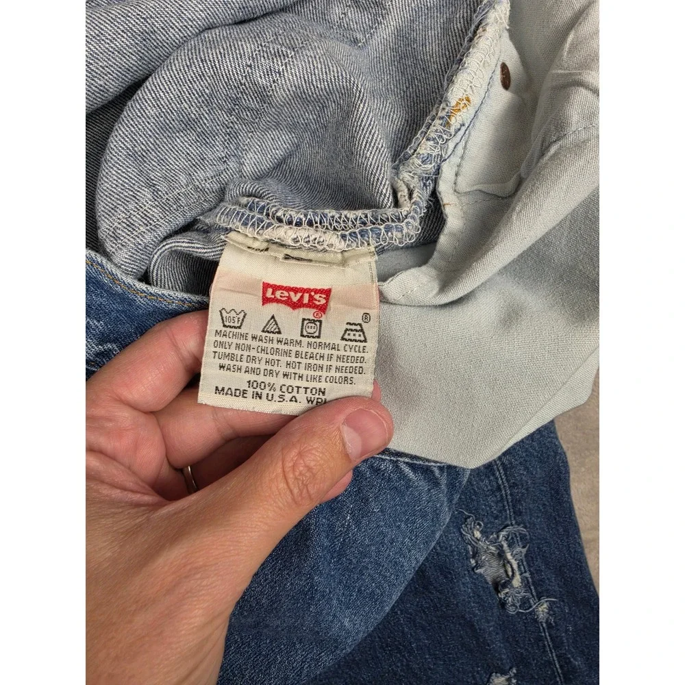 Vintage Levi's 501 Jeans Men 38x34 Fit 36x34 Blue Distressed Button Fly USA Made